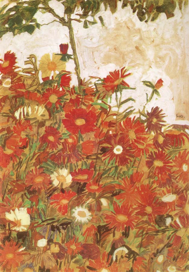 Egon Schiele Field of Flowers